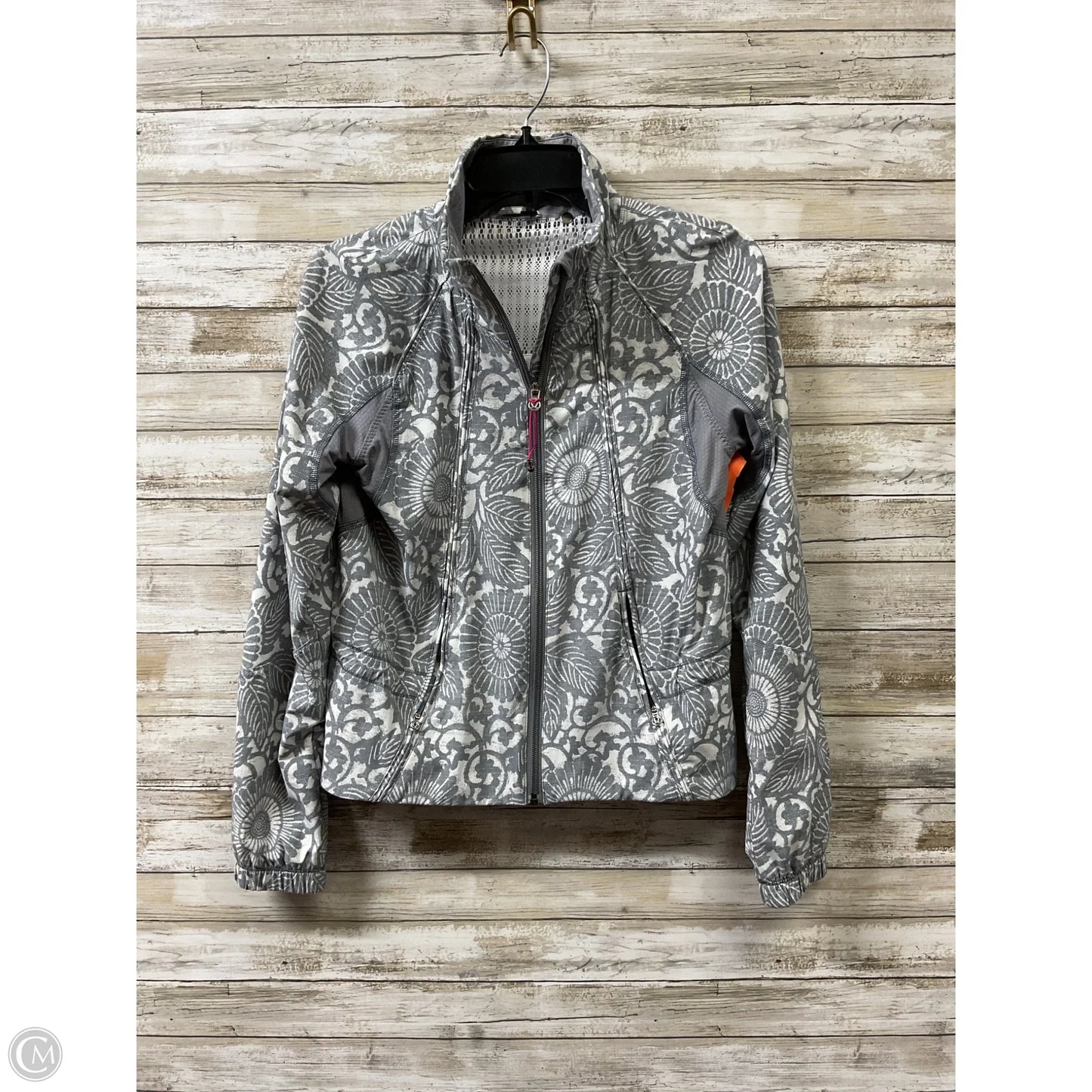 Athletic Jacket By Lululemon In Grey & White, Size: M