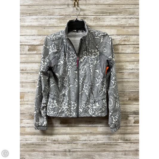 Athletic Jacket By Lululemon In Grey & White, Size: M