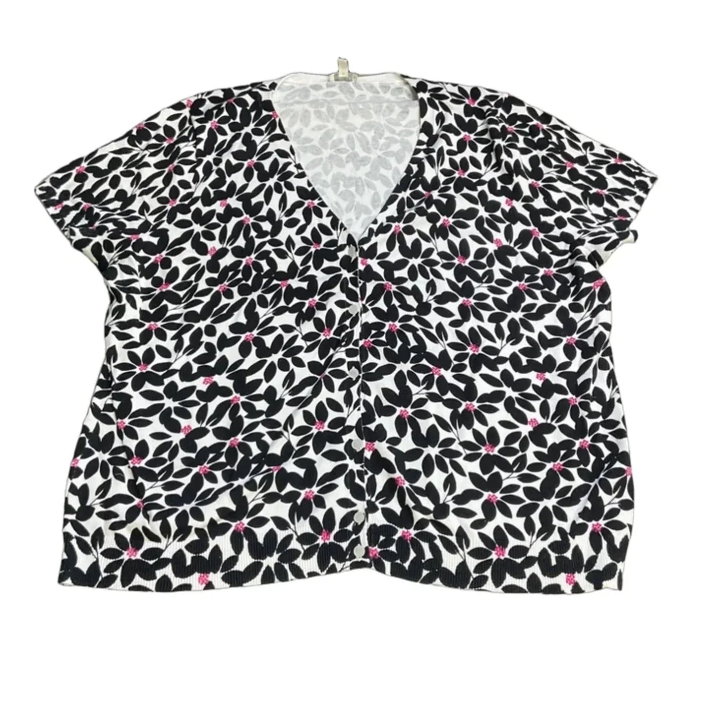 Cardigan By Talbots In Black & White, Size: 3x