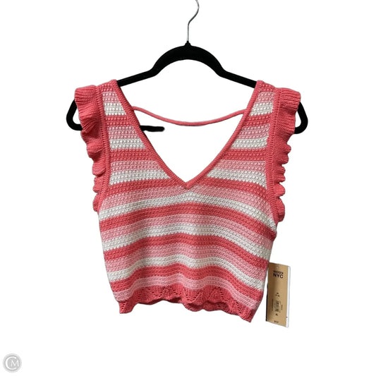 Top Sleeveless Basic By Madden Nyc In Pink & White, Size: M