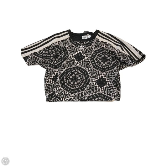 Athletic Top Short Sleeve By Adidas In Black & Grey, Size: S