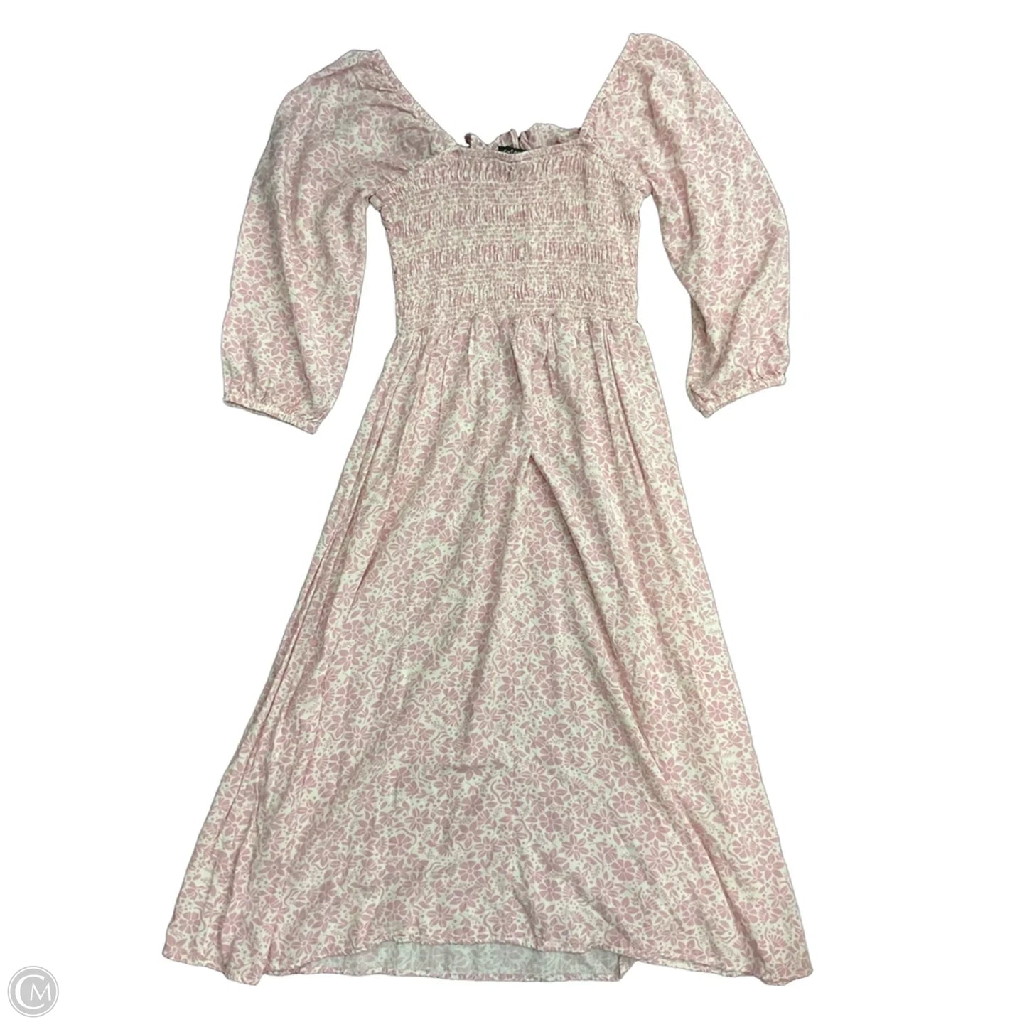 Dress Casual Midi By Cmc In Pink & White, Size: M
