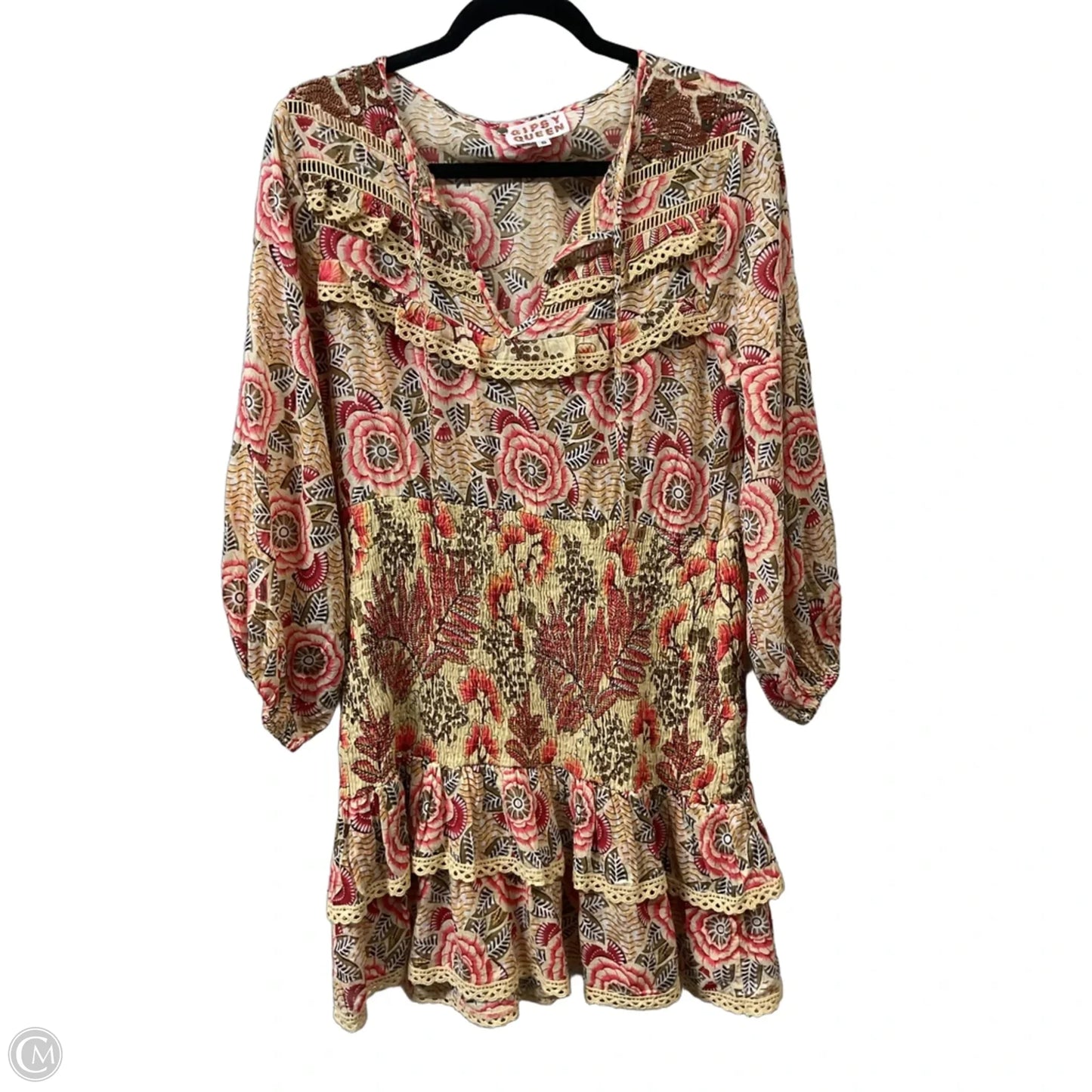 Dress Casual Short By Cmb In Red & Tan, Size: S