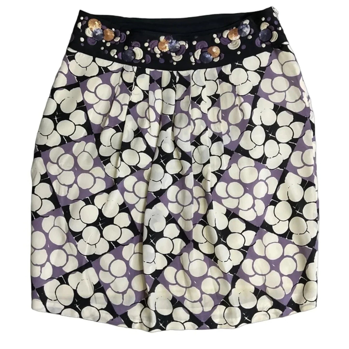 Skirt Midi By Floreat In Cream & Purple, Size: 10
