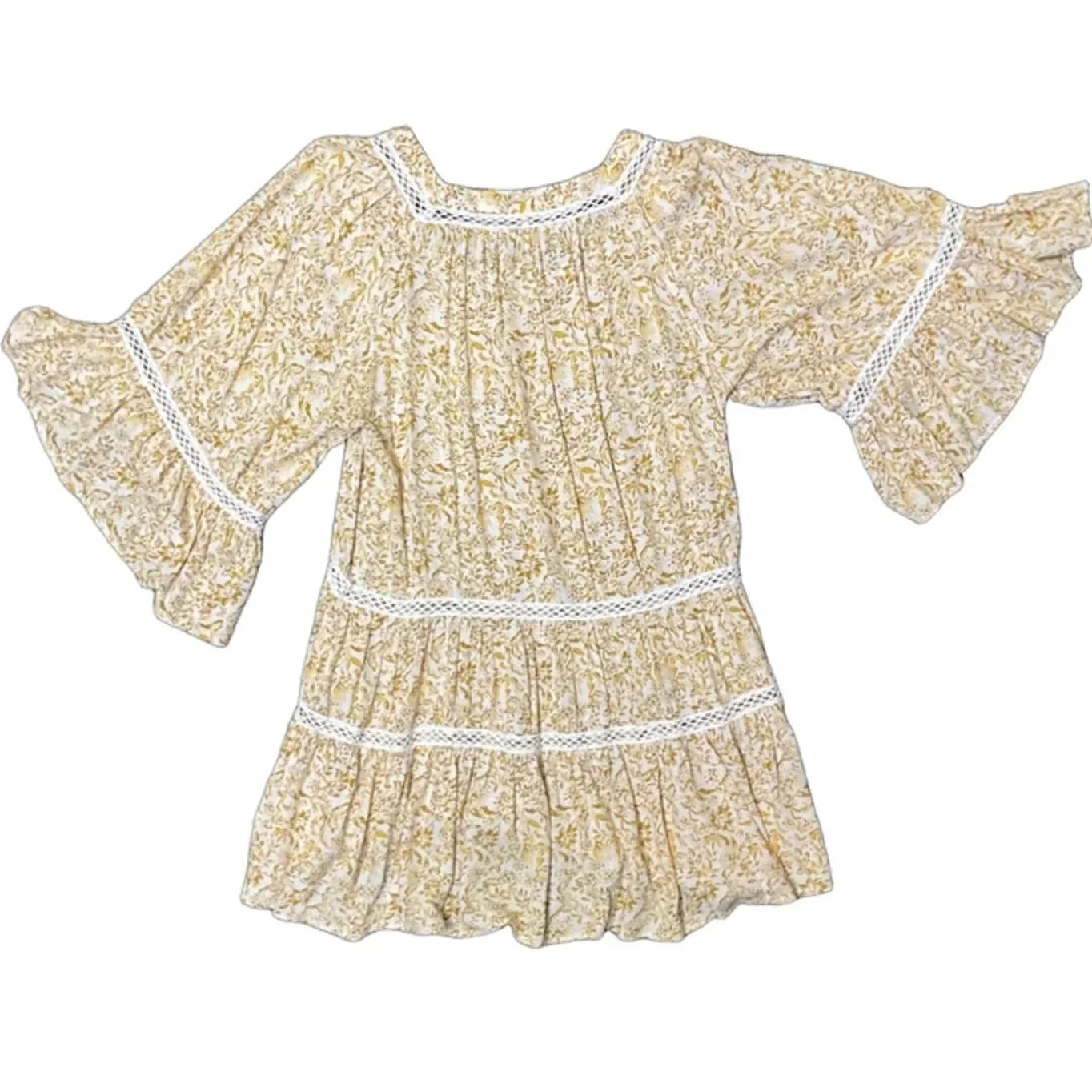 Dress Casual Short By Free People In White & Yellow, Size: Sp