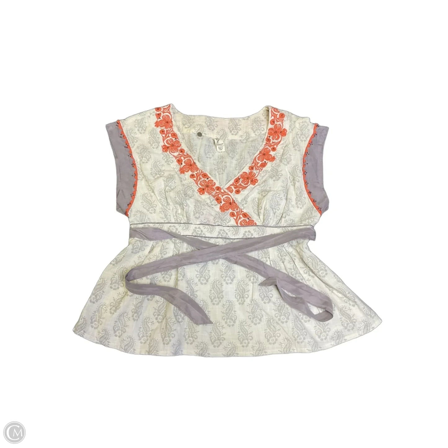 Top Sleeveless By Floreat In Grey & Orange, Size: 8