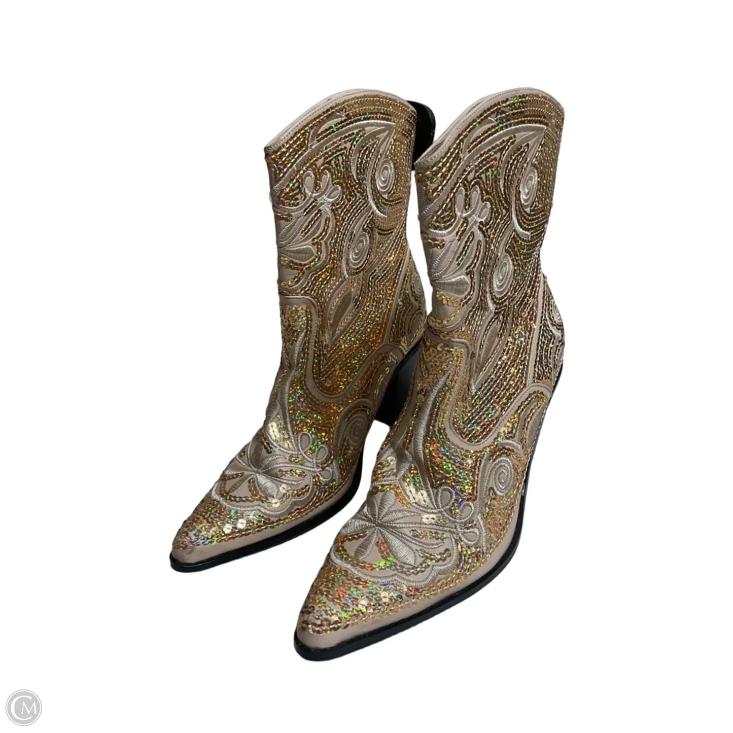 Boots Mid-calf Heels By Cmc In Gold, Size: 7