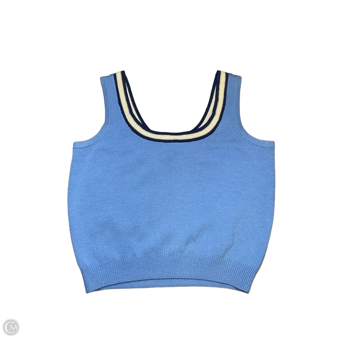 Top Sleeveless Luxury Designer By St John Collection In Blue & White, Size: L