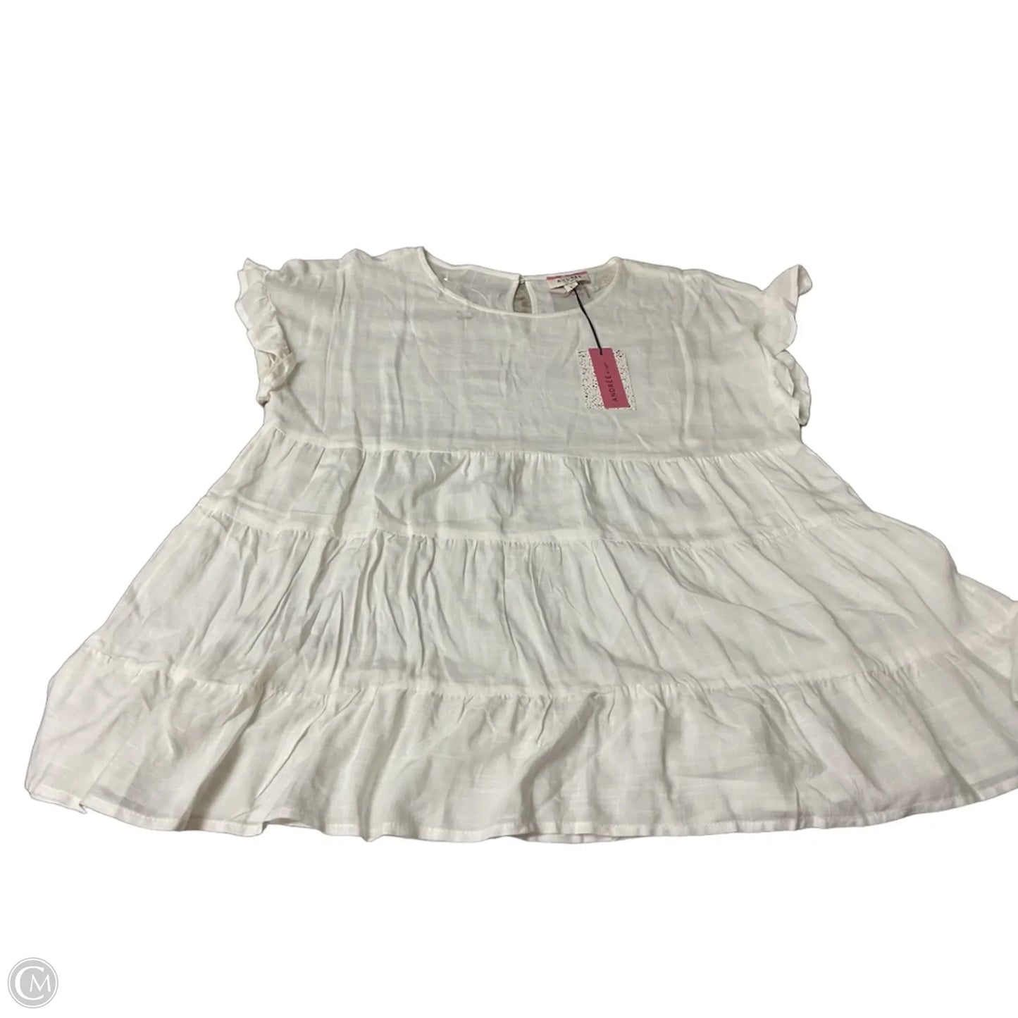 Top Short Sleeve By Andree By Unit In White, Size: L