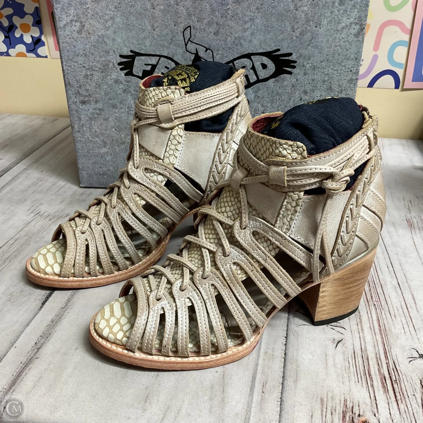 Sandals Heels Block By Freebird In Tan, Size: 7