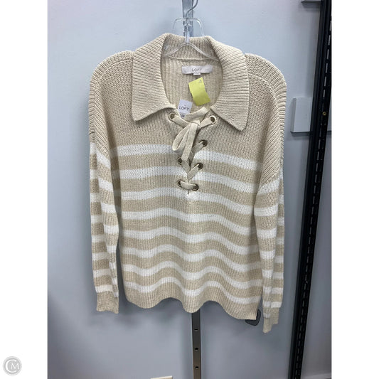 Sweater By Loft In Cream & Tan, Size: M