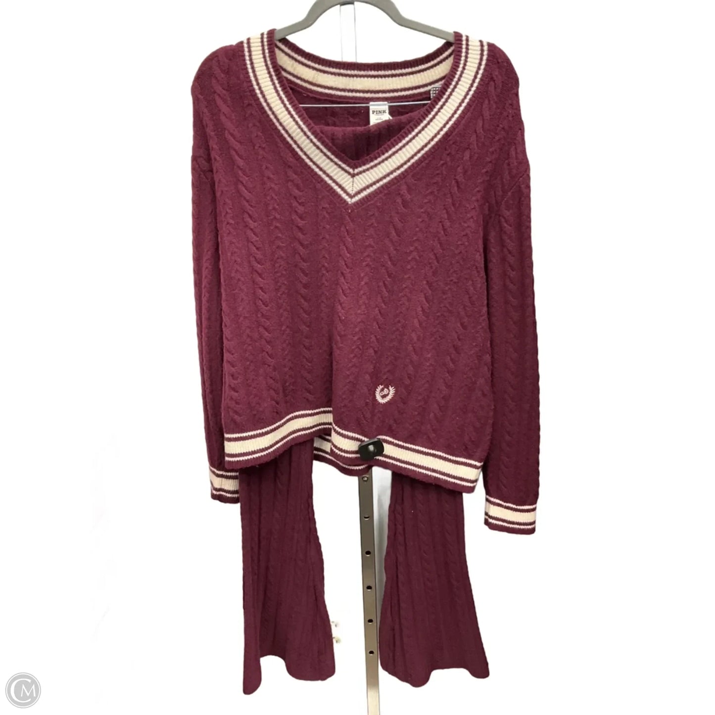 Pajamas 2pc By Pink In Maroon, Size: L