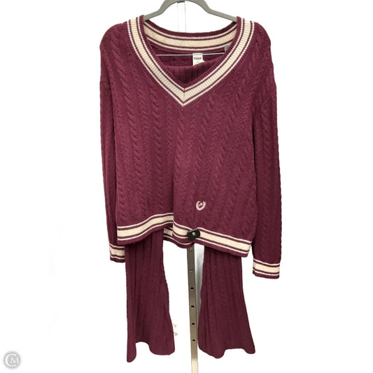 Pajamas 2pc By Pink In Maroon, Size: L