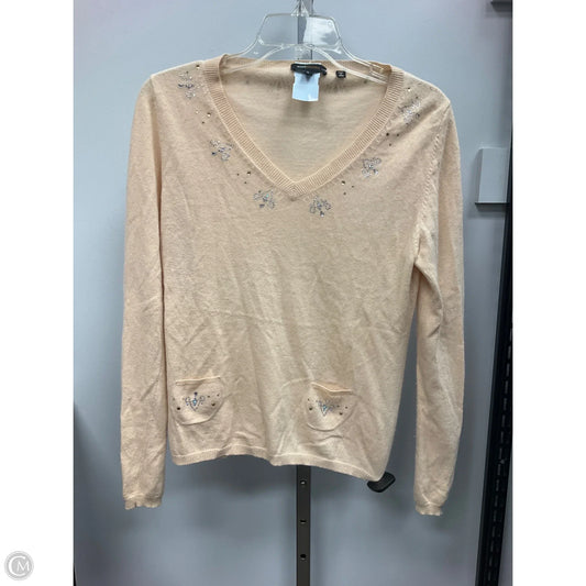 Sweater By Bcbgmaxazria In Cream & Silver, Size: L