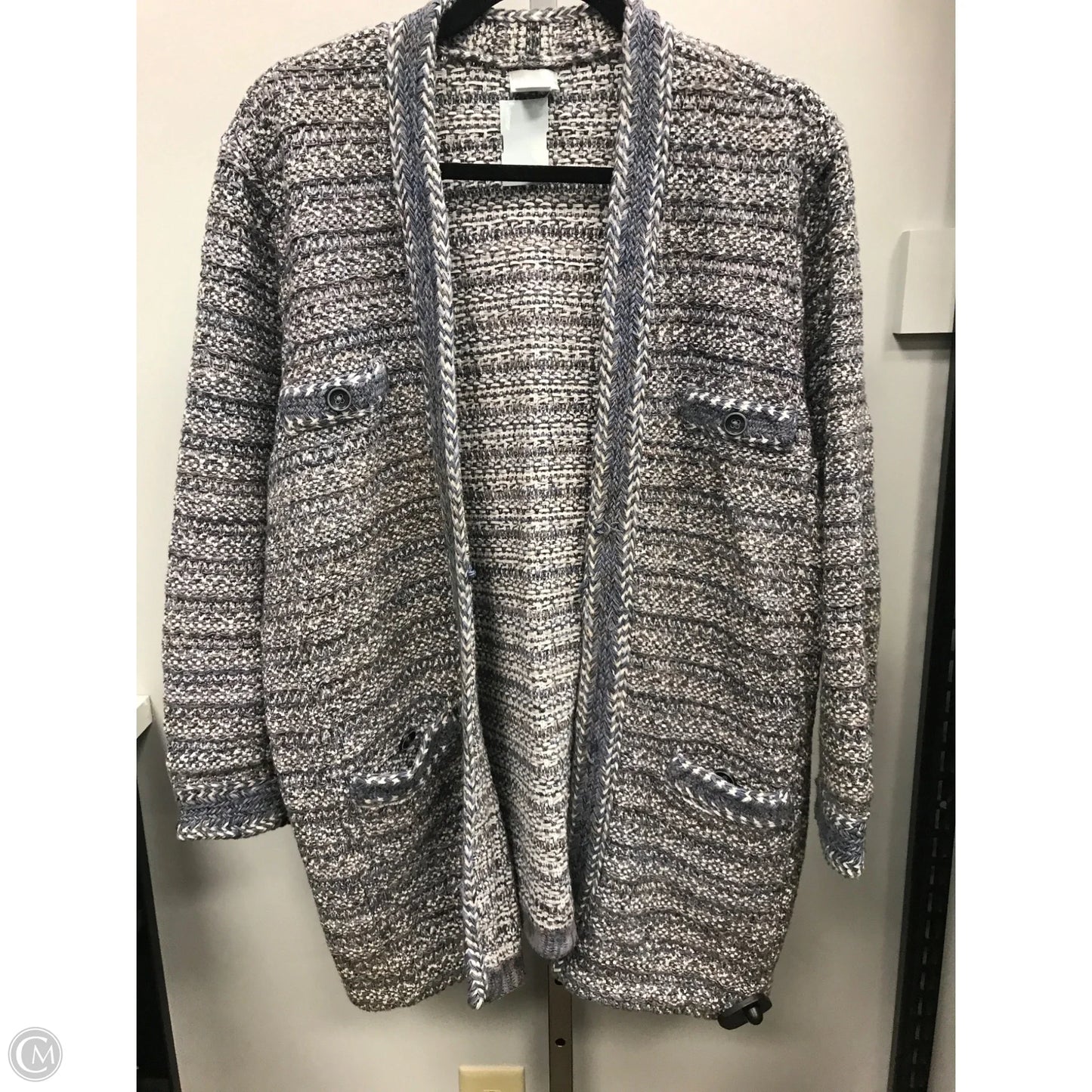 Blazer By Chicos In Blue & Cream, Size: Xxl