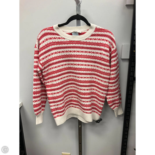 Sweater By Loft In Cream & Red, Size: Mp
