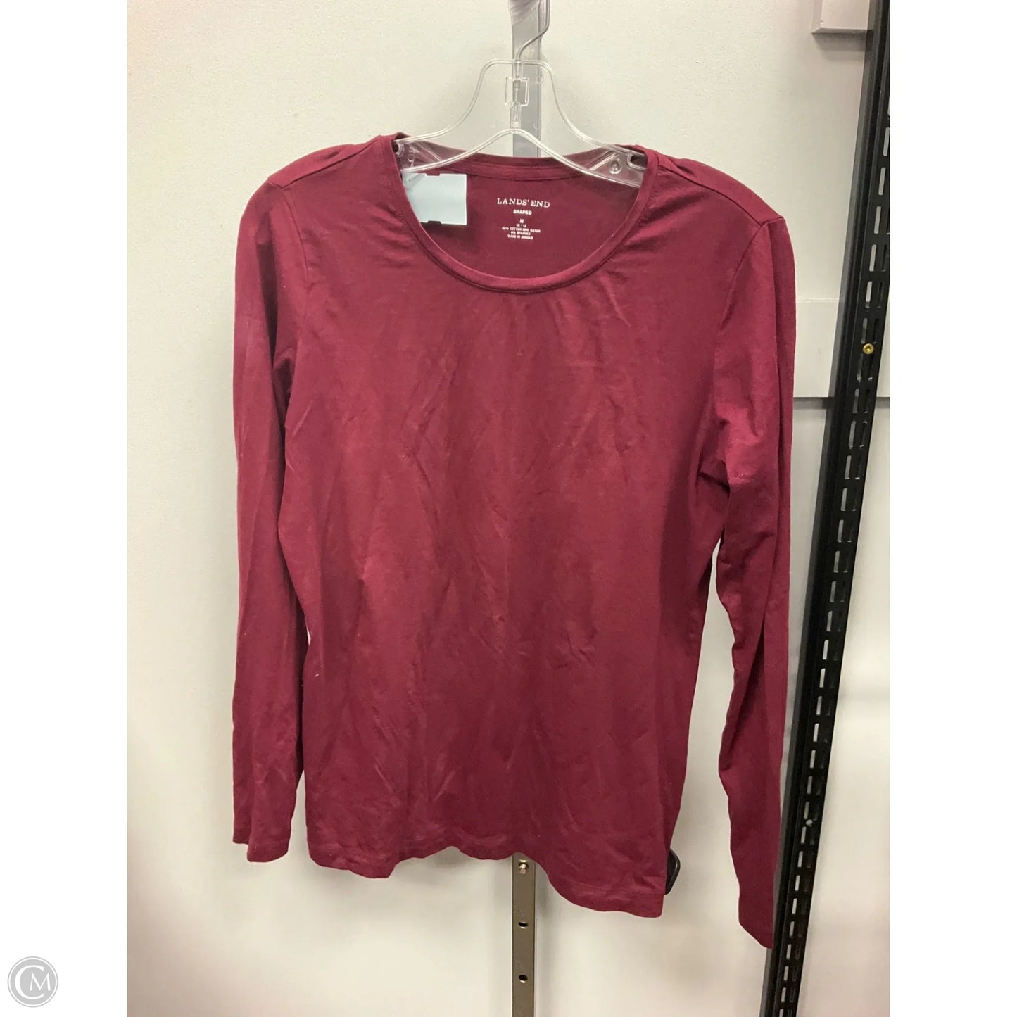 Top Long Sleeve Basic By Lands End In Maroon, Size: M
