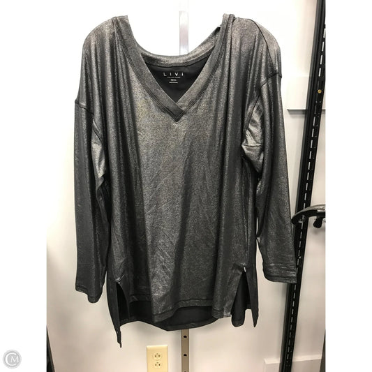 Top Long Sleeve By Livi Active In Silver, Size: 18