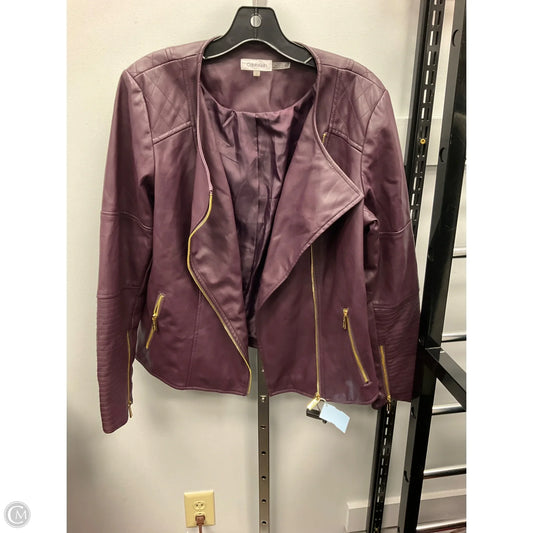 Jacket Moto By Calvin Klein In Purple, Size: L
