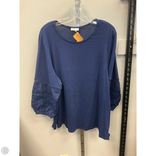 Top 3/4 Sleeve By J. Jill In Navy, Size: 2x