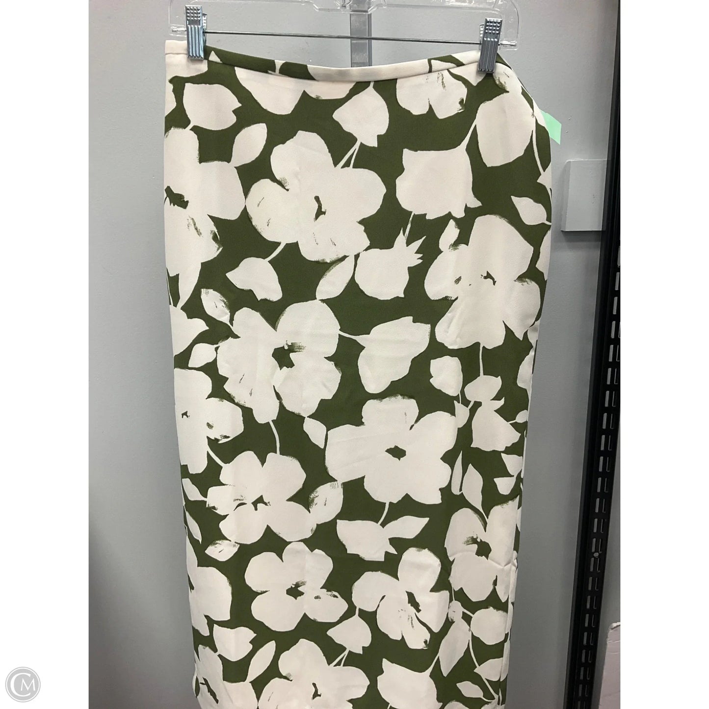 Skirt Midi By Ann Taylor In Green & White, Size: 6