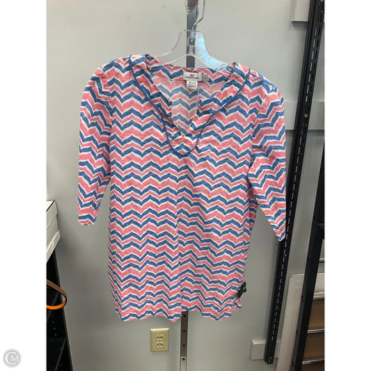 Top 3/4 Sleeve By Vineyard Vines In Blue & Pink, Size: L
