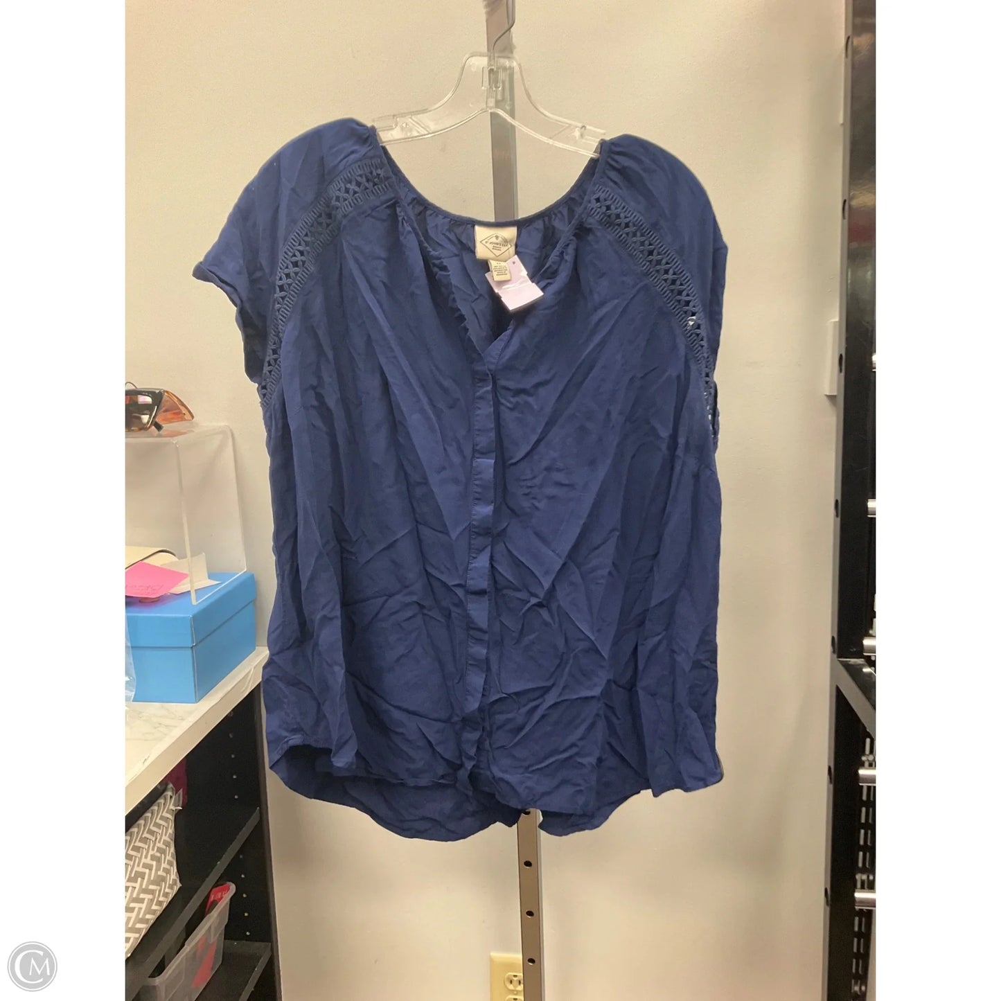 Top Short Sleeve By St Johns Bay In Navy, Size: 2x