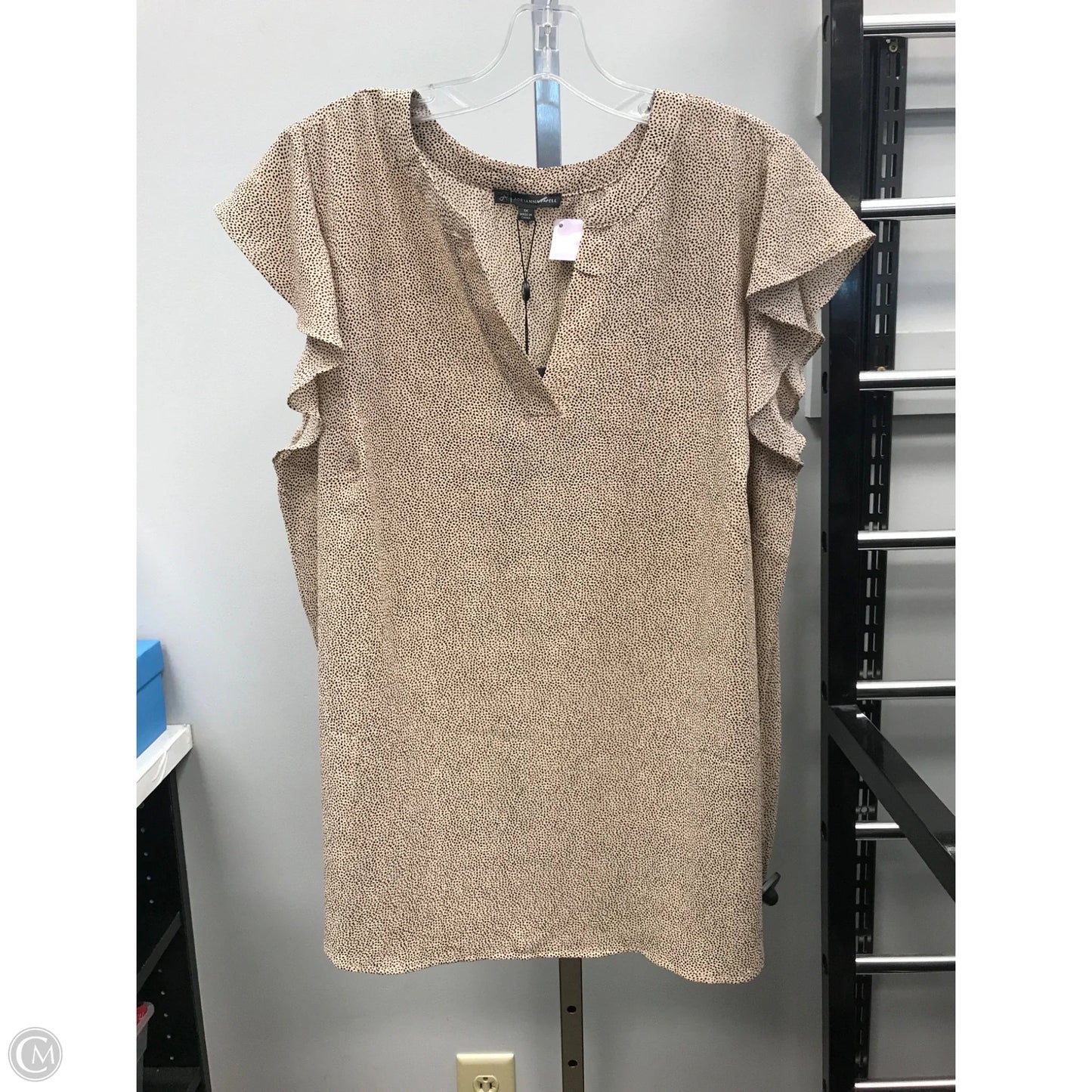 Top Short Sleeve By Adrianna Papell In Tan, Size: 1x