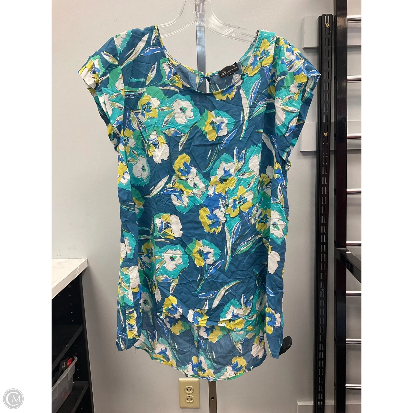 Top Short Sleeve By Jones New York In Blue & Gold, Size: Xl