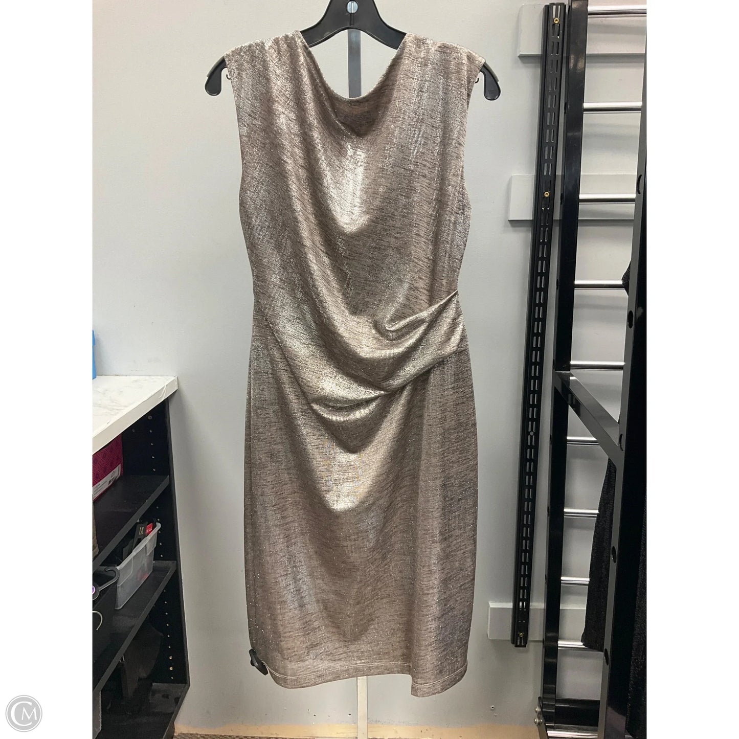 Dress Casual Midi By Connected Apparel In Silver, Size: 12