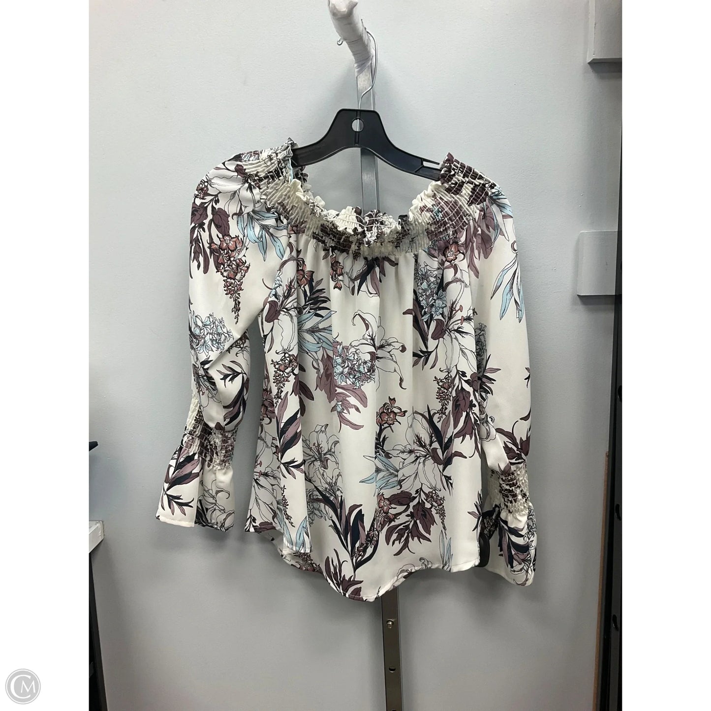 Top Long Sleeve By Veronica M In Cream & Tan, Size: S
