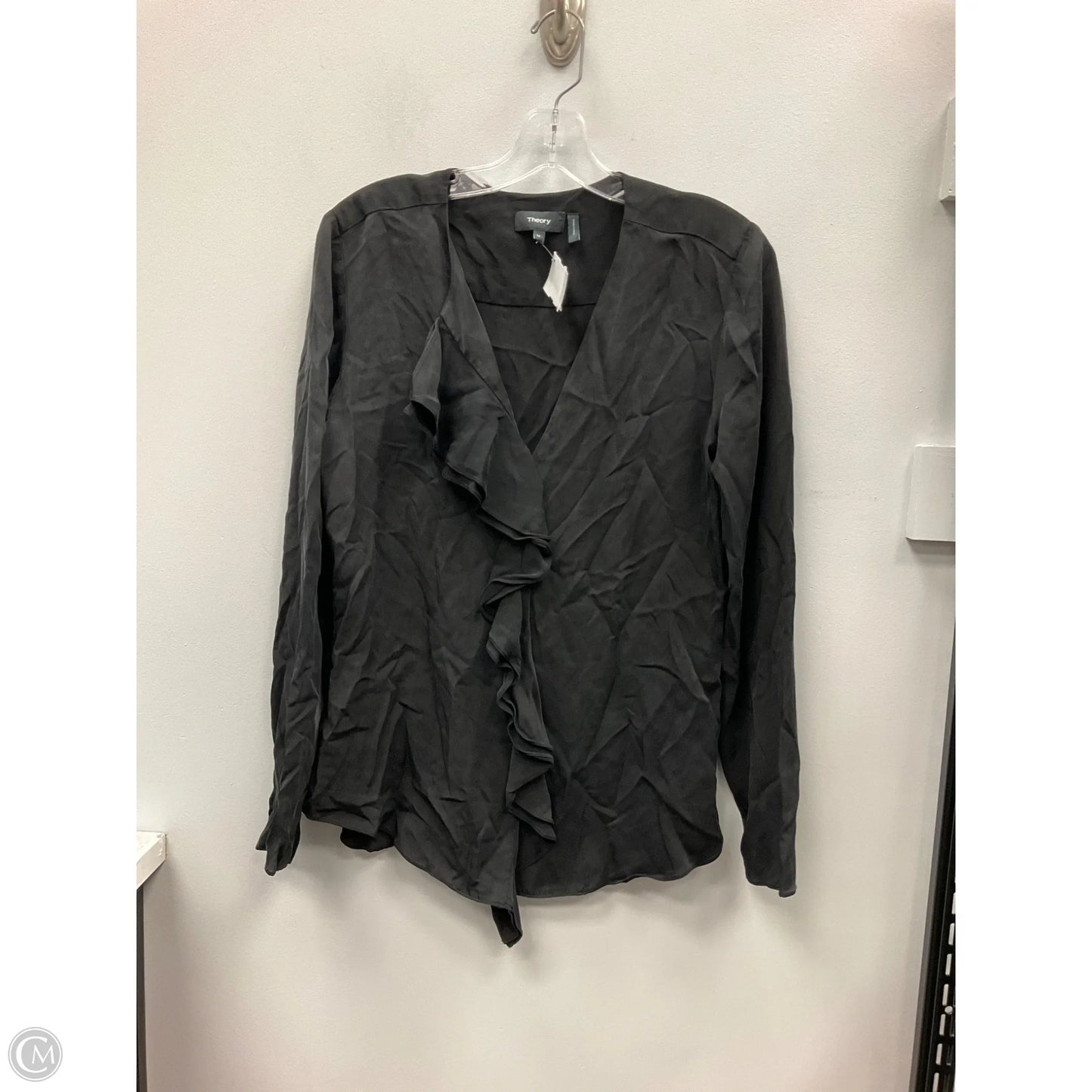 Top Long Sleeve By Theory In Black, Size: M