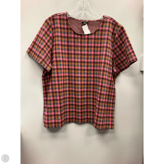 Top Short Sleeve By Ann Taylor In Plaid Pattern, Size: Xlp