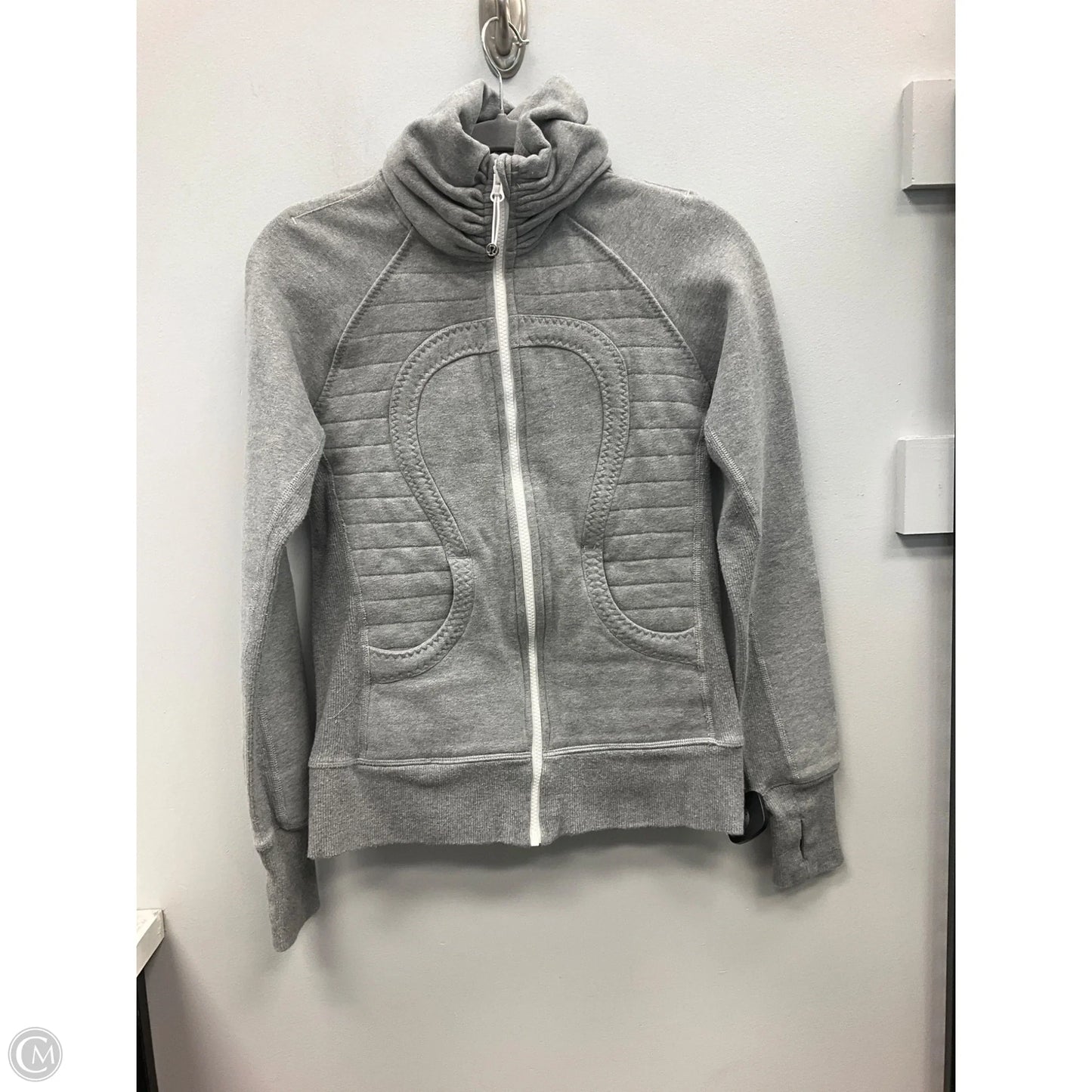 Athletic Sweatshirt Hoodie By Lululemon In Grey, Size: 6
