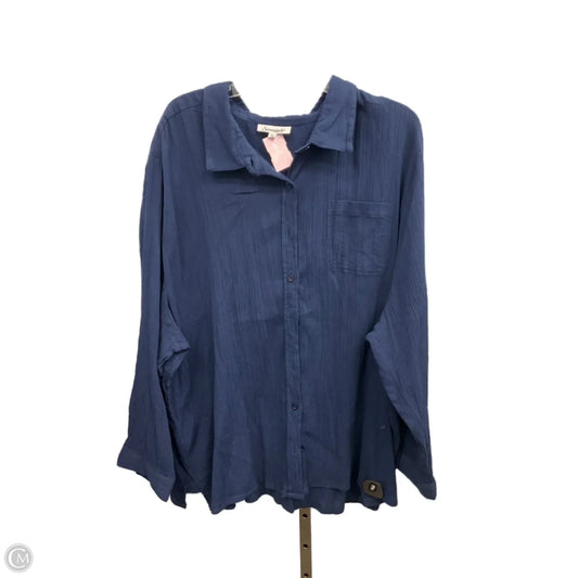 Top Long Sleeve By Serengeti In Navy, Size: 4x
