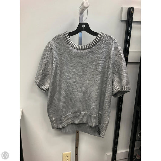 Sweater Short Sleeve By Cmc In Silver, Size: 1x