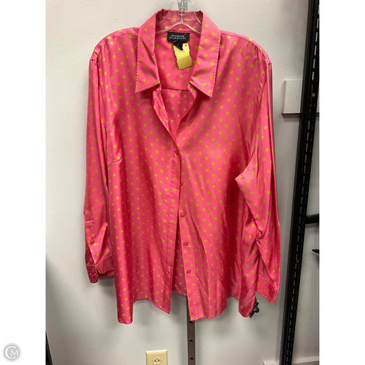 Top Long Sleeve By Jones New York In Pink & Yellow, Size: 2x