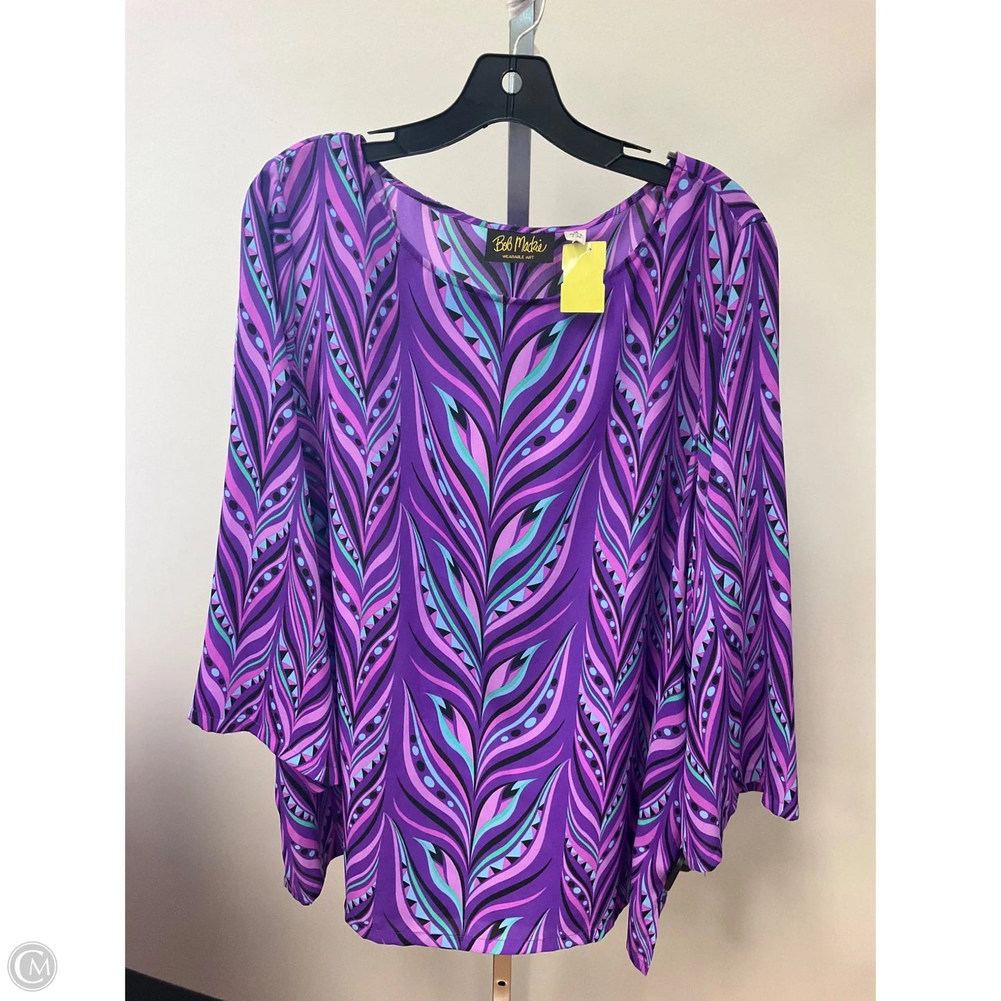 Top Long Sleeve By Bob Mackie Qvc In Purple, Size: 1x