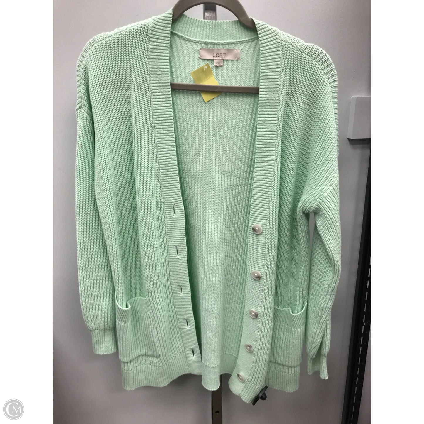 Sweater Cardigan By Loft In Green, Size: S