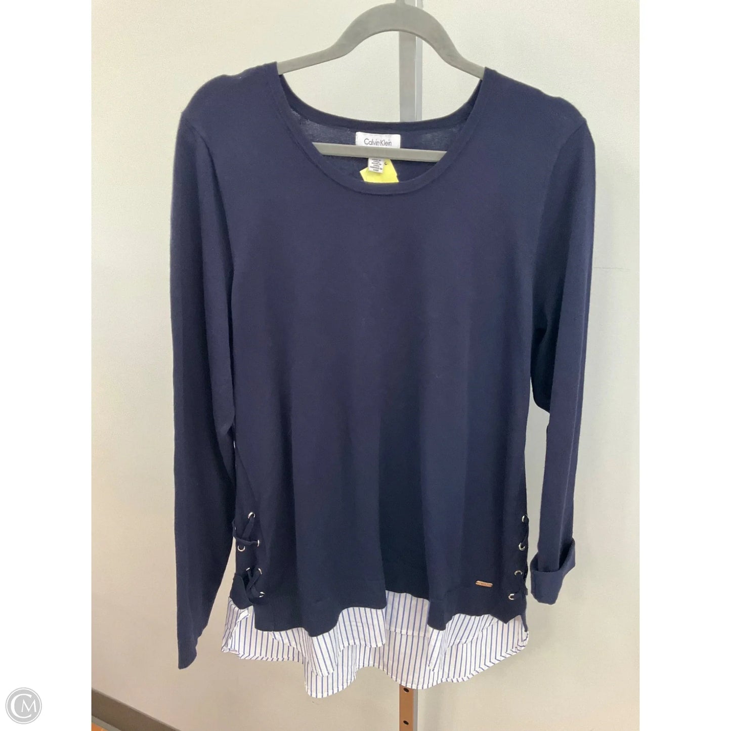 Top Long Sleeve By Calvin Klein In Navy, Size: L