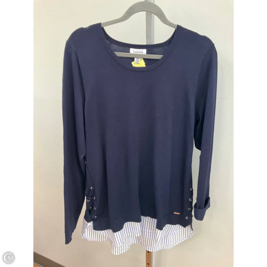Top Long Sleeve By Calvin Klein In Navy, Size: L