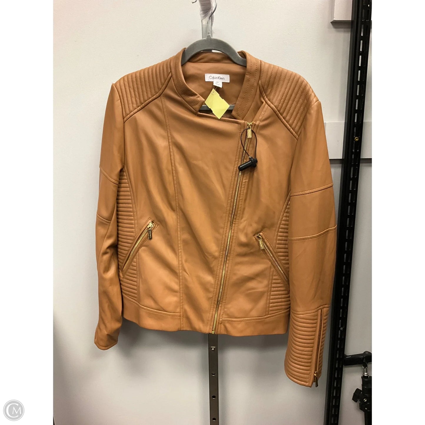 Jacket Moto By Calvin Klein In Brown, Size: Xl