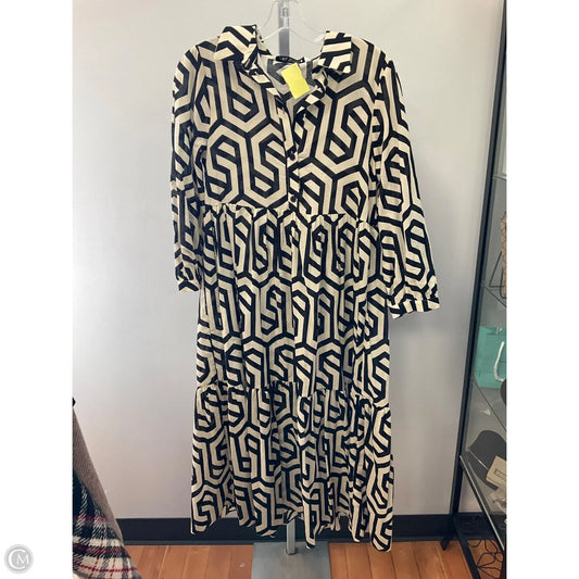 Dress Casual Midi By Zara In Black & Cream, Size: S