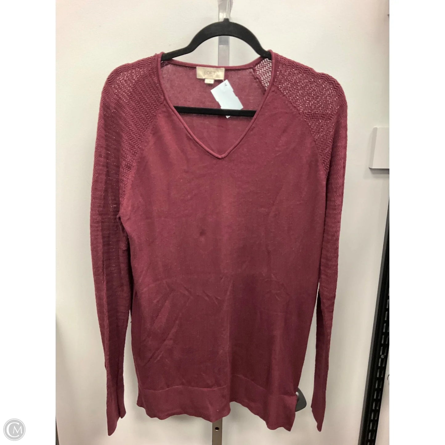 Top Long Sleeve By Loft In Maroon, Size: M