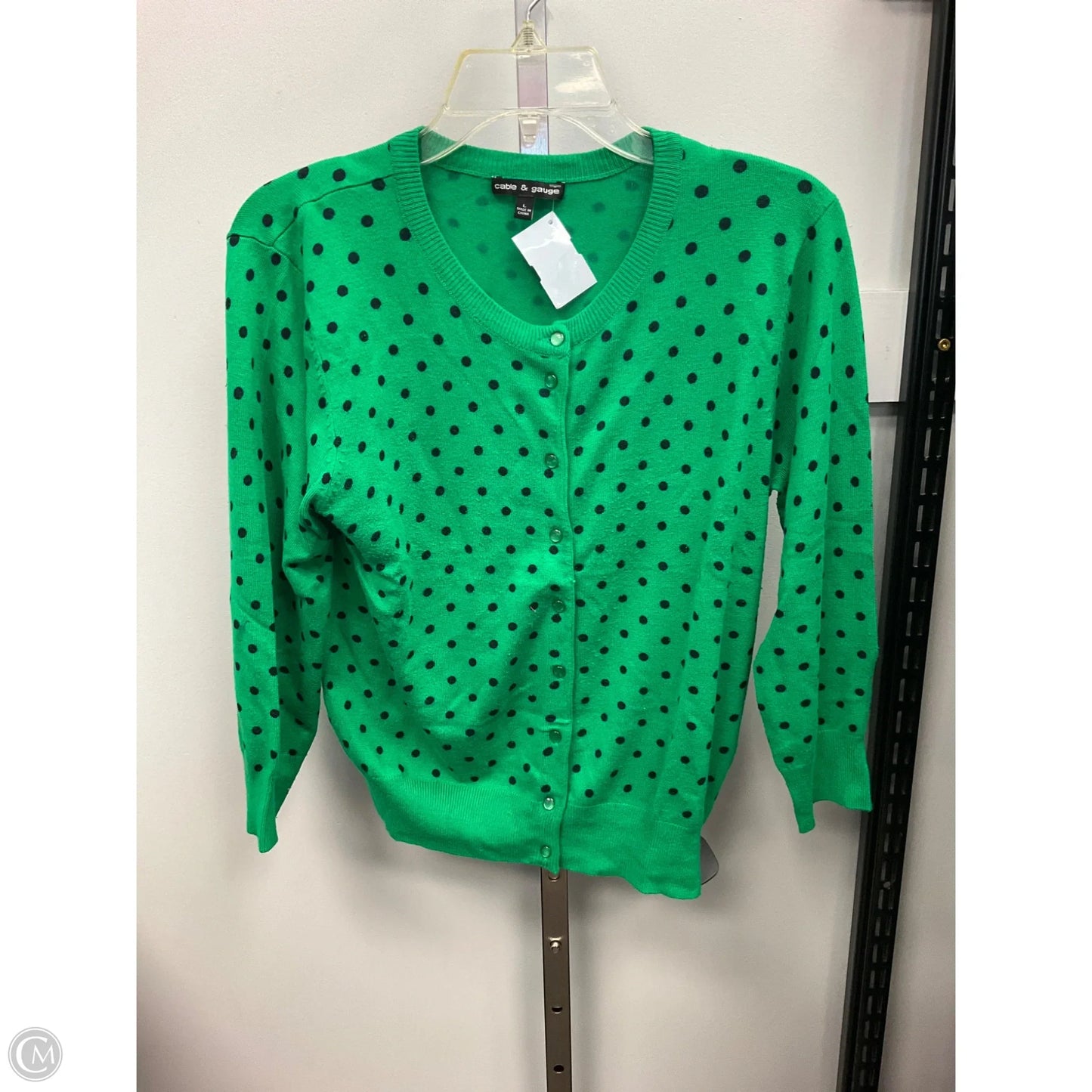 Sweater Cardigan By Cable And Gauge In Green, Size: L