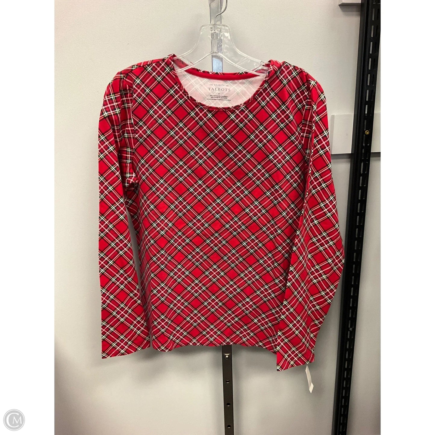 Top Long Sleeve By Talbots In Plaid Pattern, Size: M