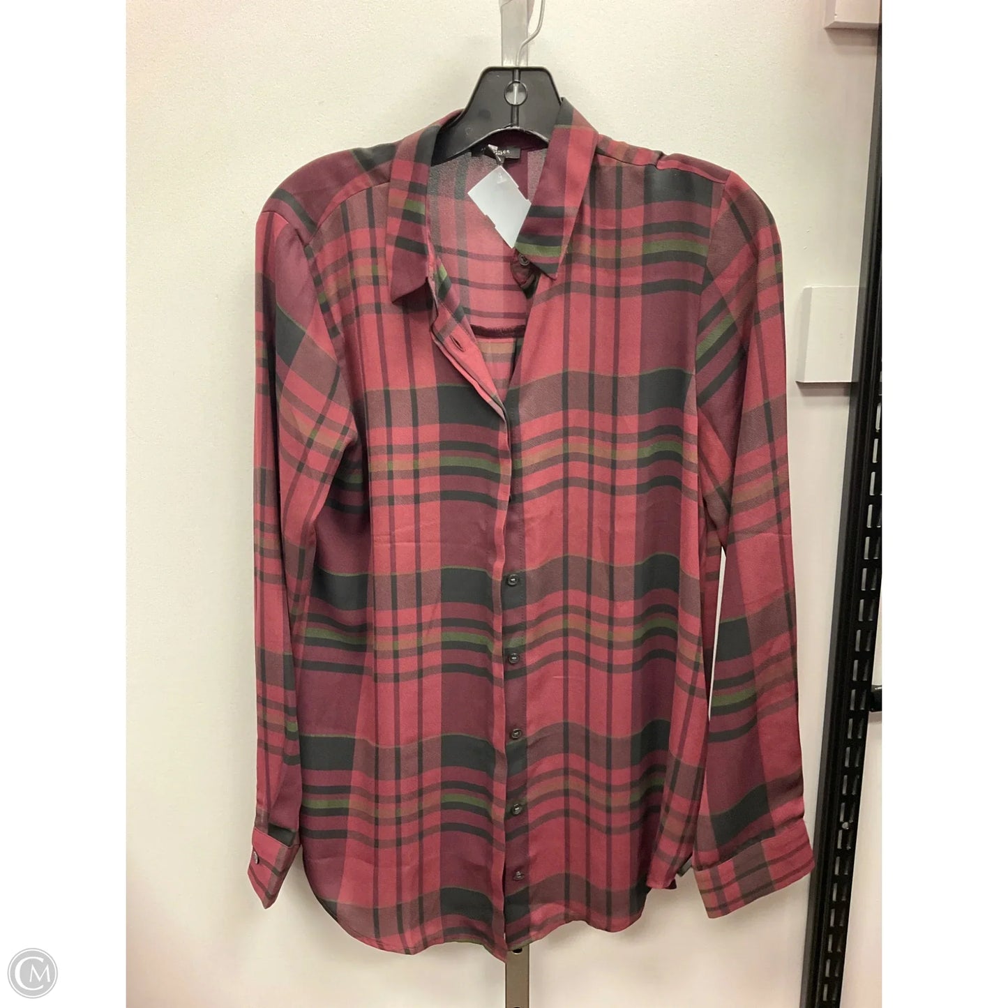 Top Long Sleeve By Ann Taylor In Plaid Pattern, Size: M