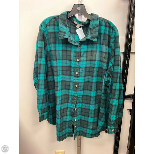 Top Long Sleeve By Woman Within In Plaid Pattern, Size: 2x