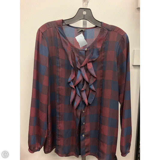 Top Long Sleeve By Ann Taylor In Plaid Pattern, Size: S