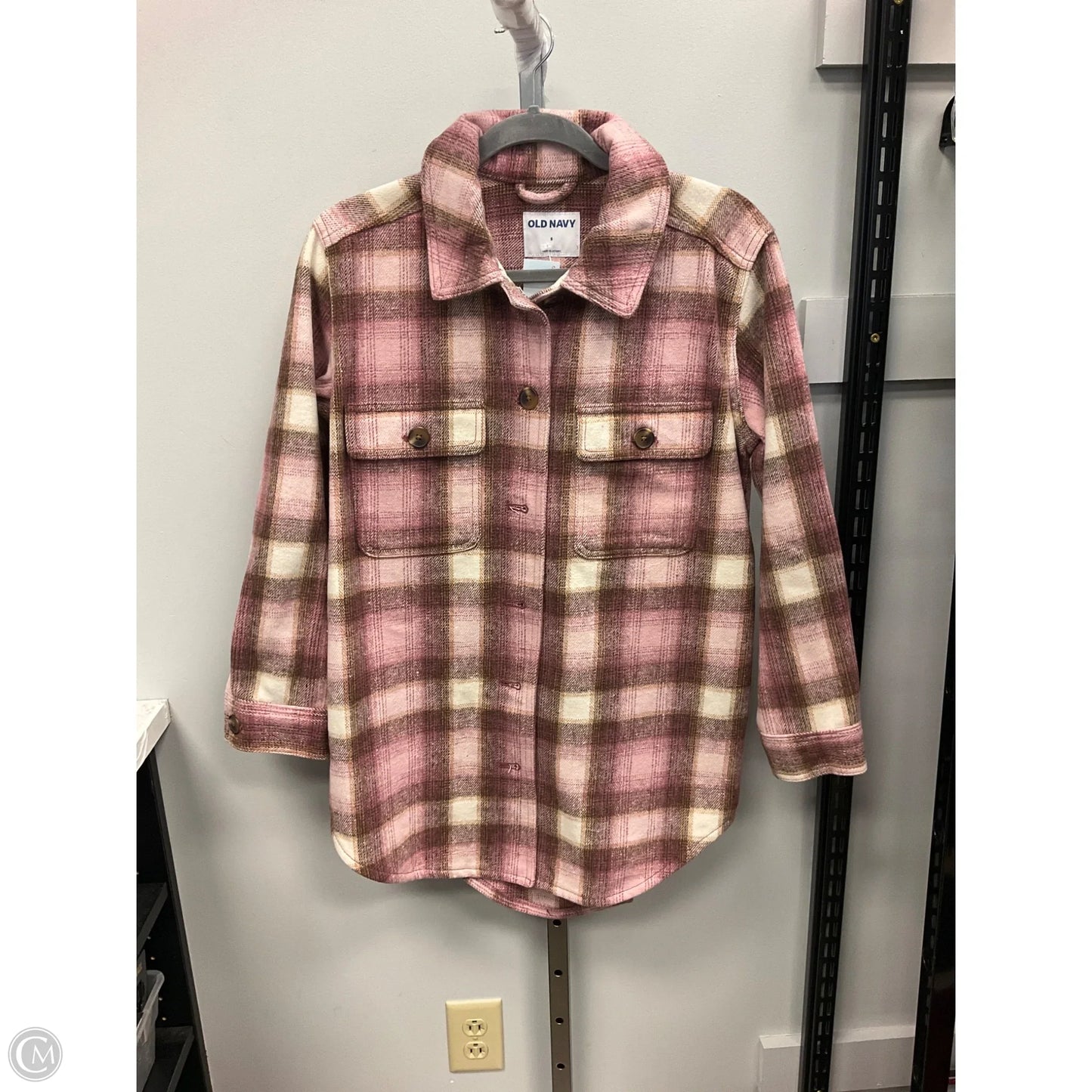 Jacket Shirt By Old Navy In Plaid Pattern, Size: S
